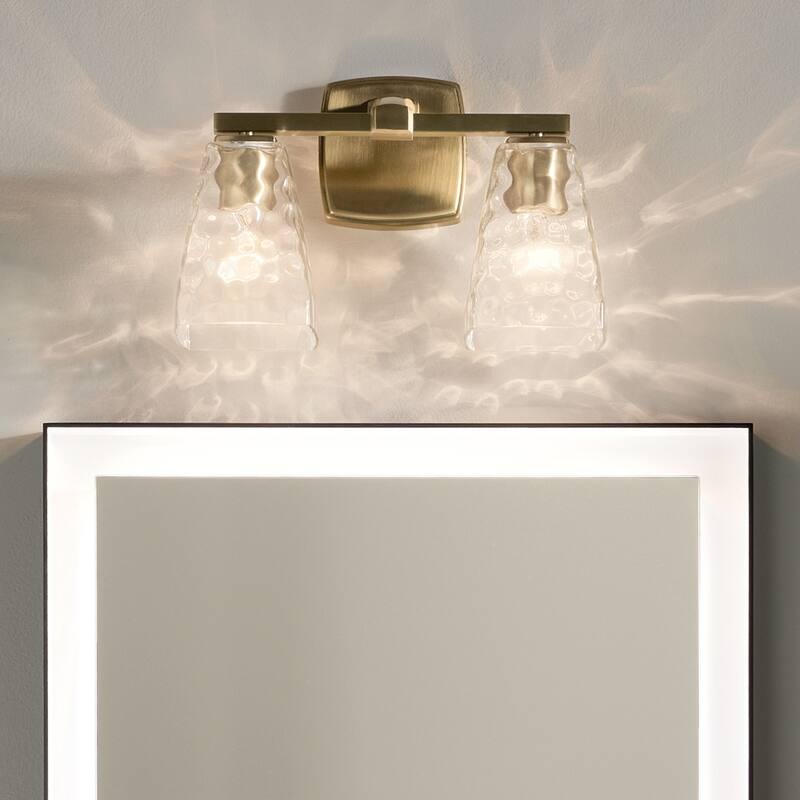 Kichler Lighting Marant 14.25" 2-Light Vanity Light with Clear Water Glass in Champagne Bronze