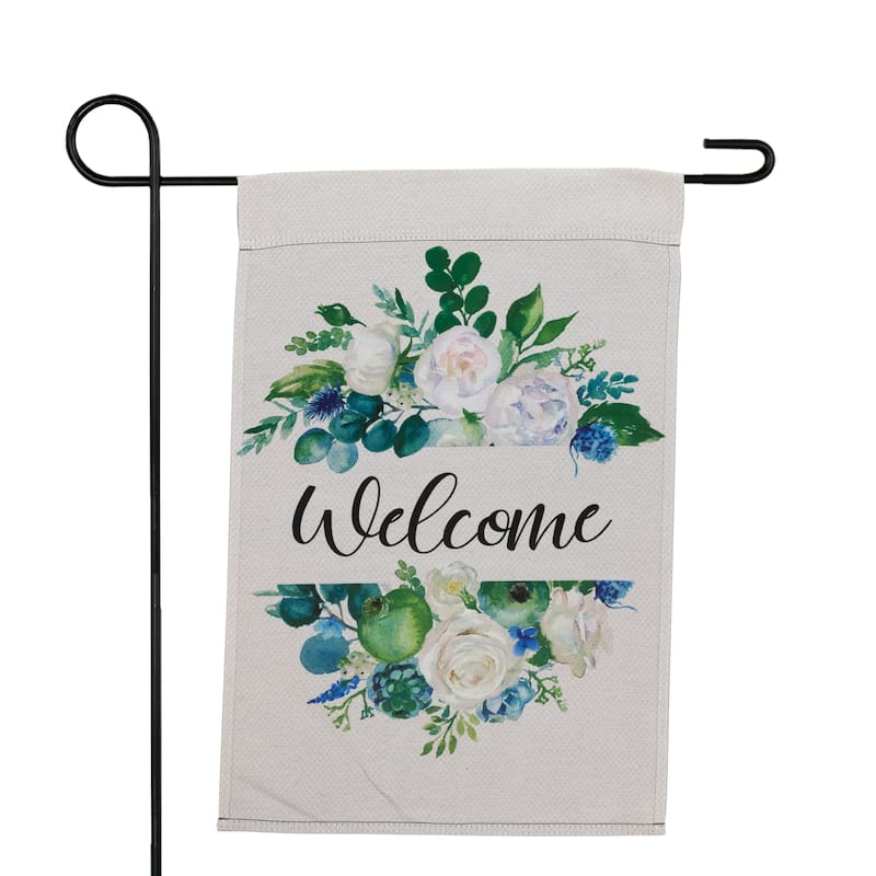 Mixed Florals "Welcome" Spring Outdoor Garden Flag 18" x 12.5" - 18" x 12.5"