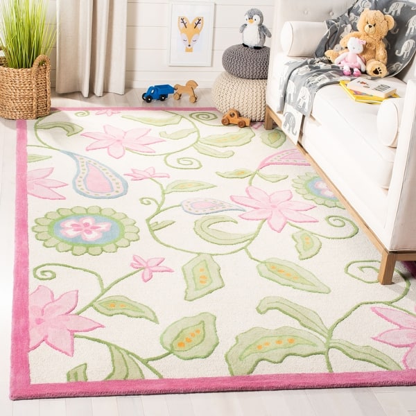 slide 2 of 31, SAFAVIEH Handmade Kids Ingalill Wool Rug 9' x 12' - Ivory/Pink - Rectangle