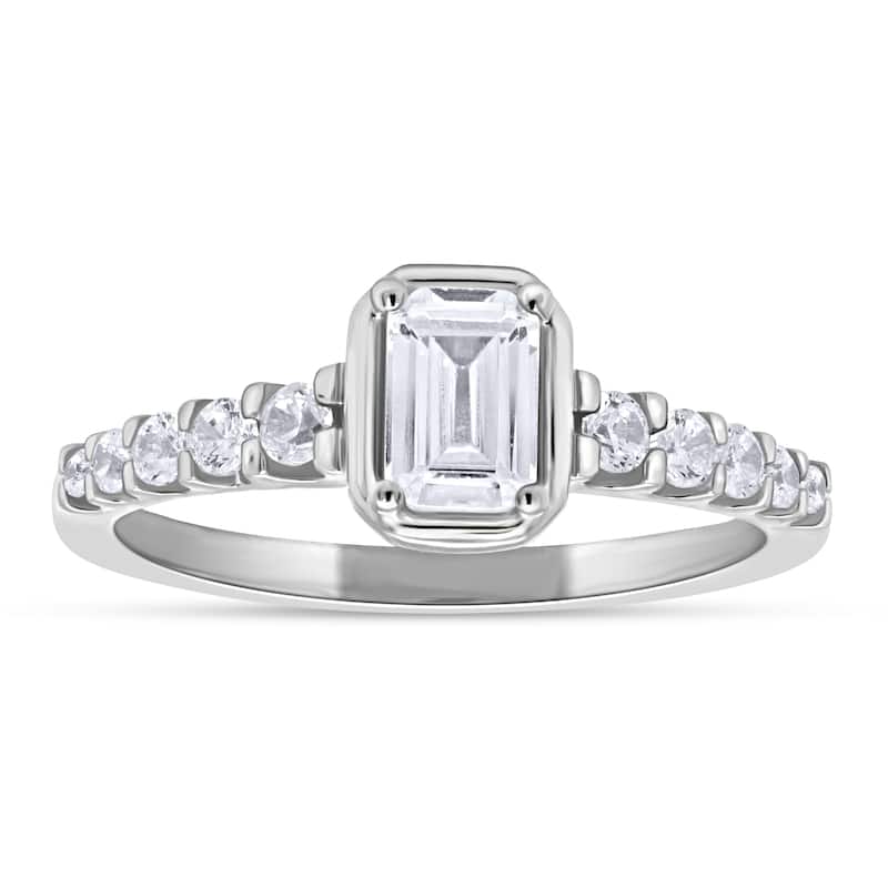 10KW Emerald & Round Diamond 1/2 CTW Engagement Ring - 7