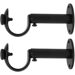 Adjustable Solid Zinc Curtain Rod Bracket Wall Holder, Fits Up to 1 1/8" or 1 1/4" Rod, 2 Pieces
