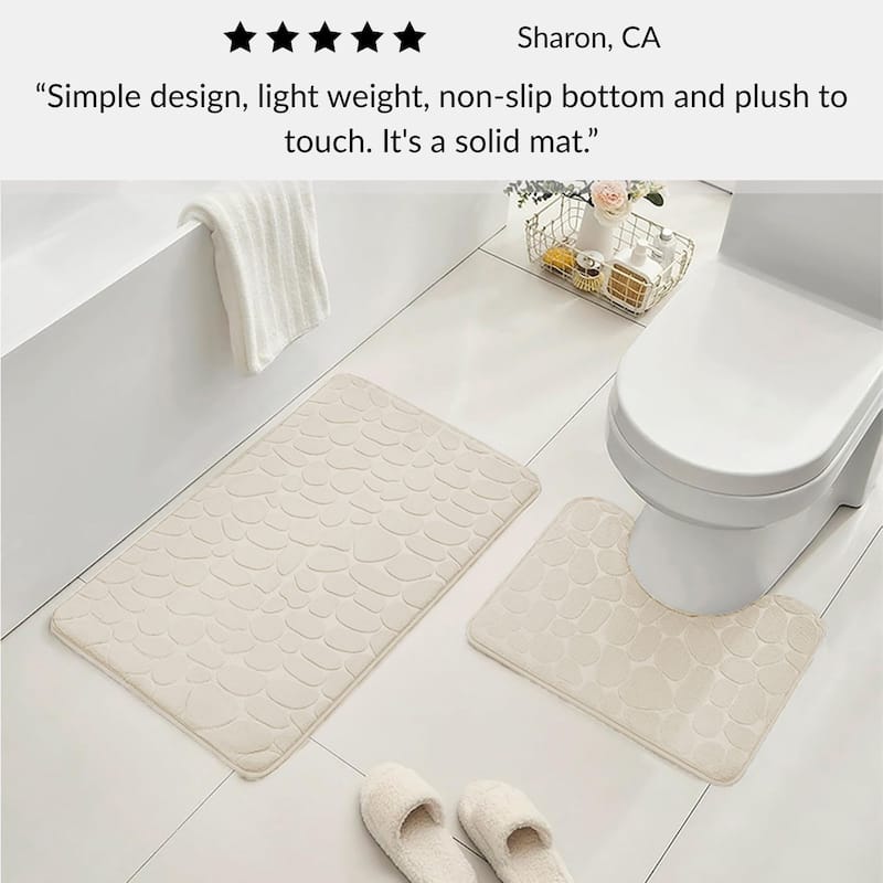 Memory Foam Contour Bath Mat Pebble Design 18x20