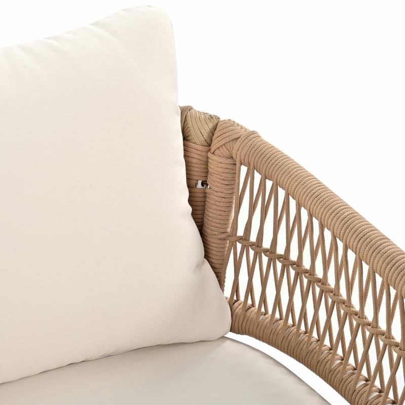 4-Piece Boho Rope Patio Furniture: Outdoor Seating with Acacia Wood Table, Thick Cushions