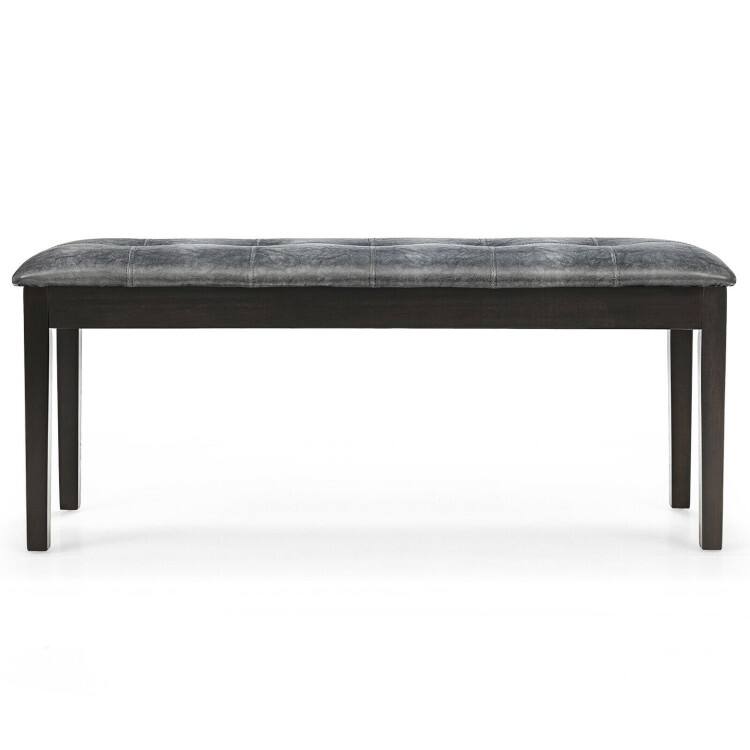 Upholstered Dining Room PU Bench Solid Wood Button Tufted - 46" x 16" x 20" (L x W x H)