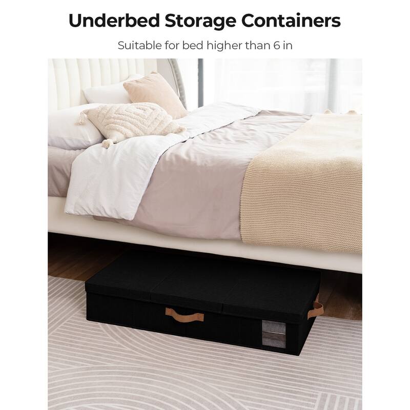 2-Pack Underbed Storage Container with Lid & Handle, Foldable Underbed Organizer for Bedroom - 33"x17"x6"