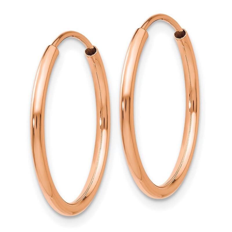 Curata 14k Rose Gold Polished Endless Tube 1.5x20mm Hoop Earrings