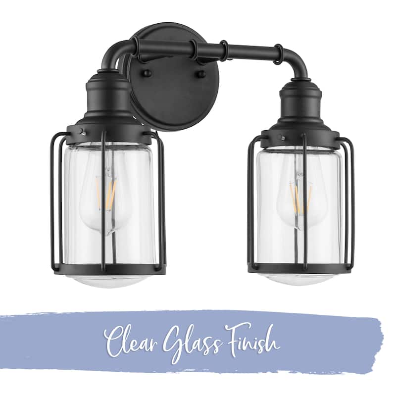 Prominence Home Lincoln Woods Industrial Farmhouse Bathroom Vanity Light, Matte Black - Matte Black