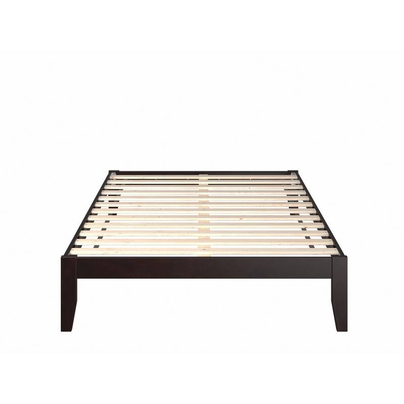 Full Size Bed Espresso Finish - Modern Bedroom Furniture, Strong Slat Support, Easy Assembly