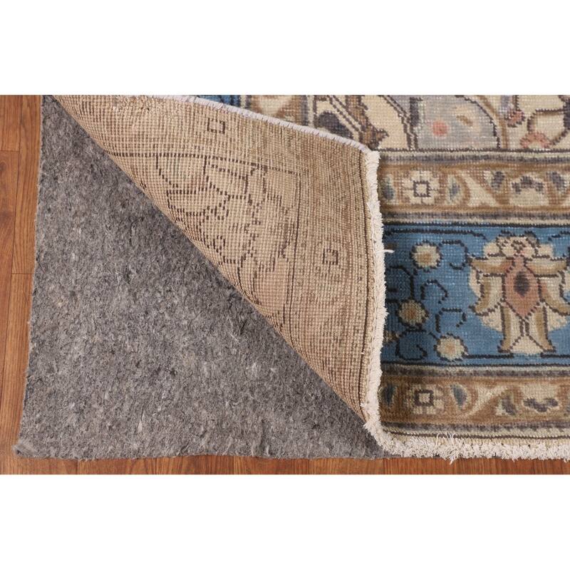 Traditional Blue Tabriz Persian Vintage Area Rug Handmade Wool Carpet - 6'4" x 9'8"