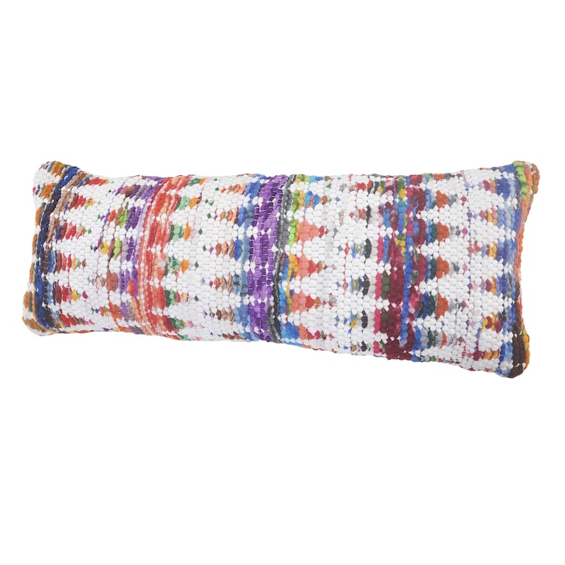Sevita White and Multicolored Chindi Chevron Throw Pillow