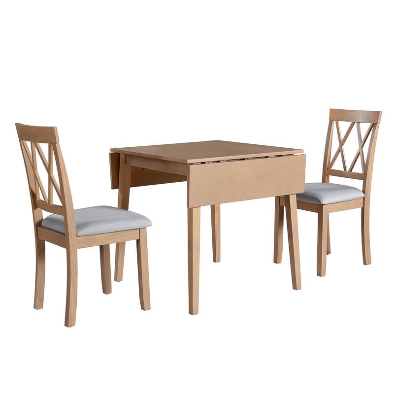 5 Piece Extendable Dining Set, Kitchen Table Set with Drop Leaf Dining Table and 4 Upholstered Dining Chairs