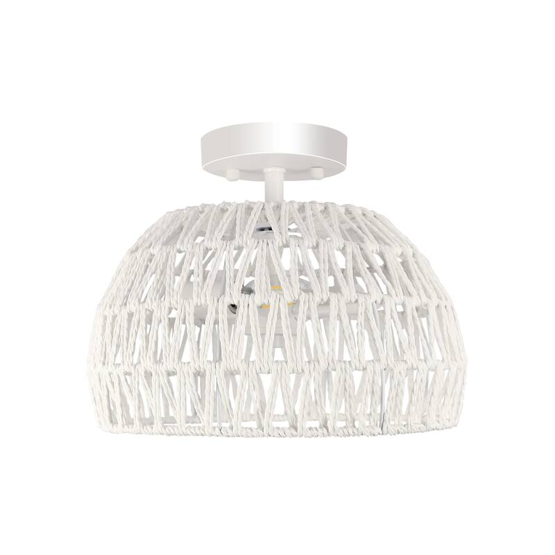 Semi Flush Mount Rattan Light Fixture Woven Ceiling Light Fixture