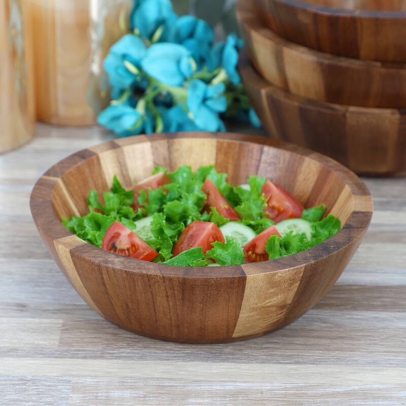 MegaChef 4 Piece Acacia Wood 7 Inch Bowl Set