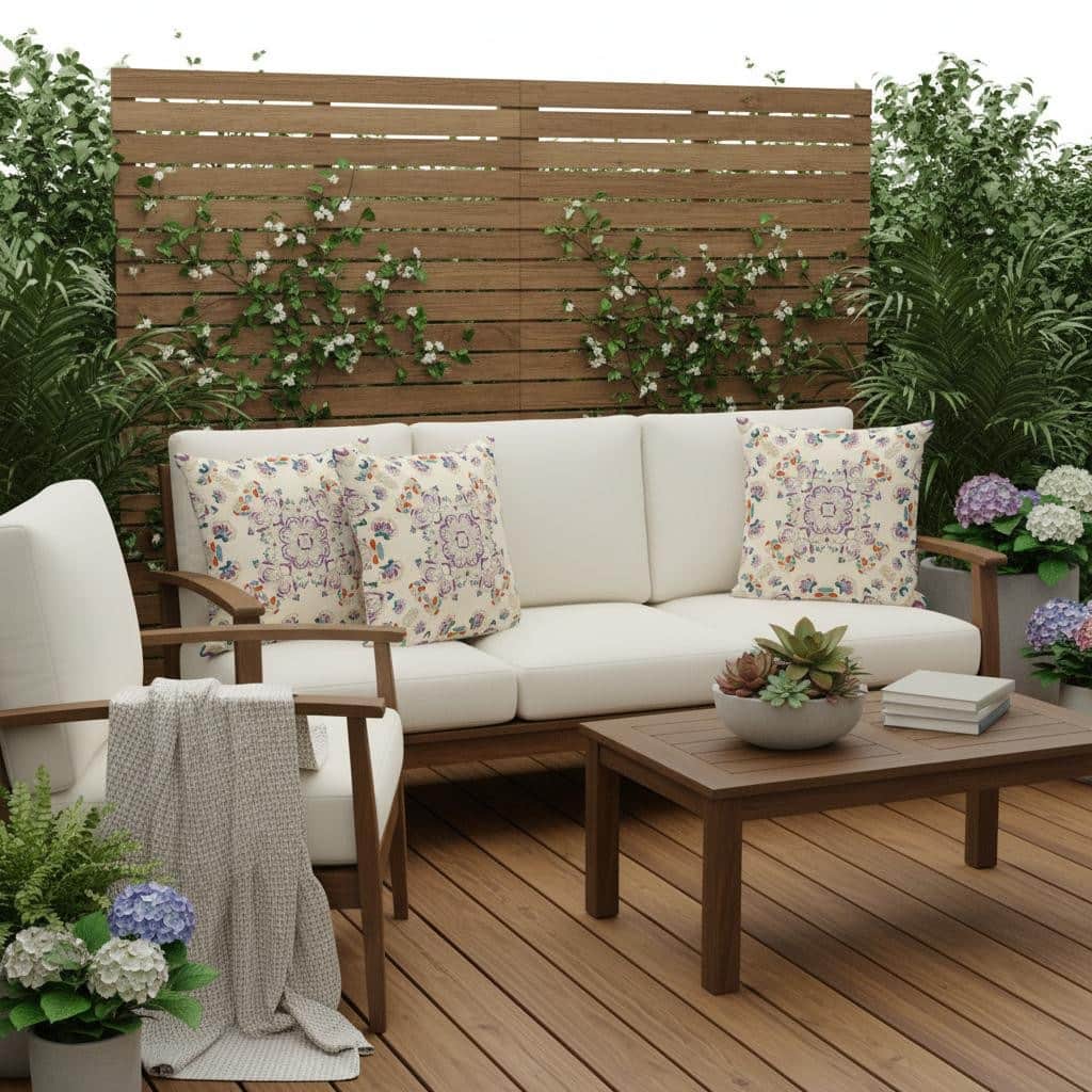 HomeRoots Set of Three 16" X 16" Blue and Off White Blown Seam Floral Indoor Outdoor Throw Pillow - 16.00' X '16.00' X '5.00