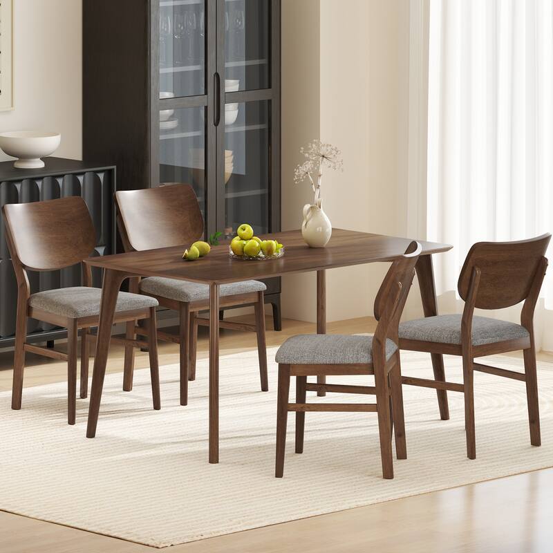 Gymax Dining Chairs Set of 2 w/ Rubber Wood Frame Padded Seat Curved