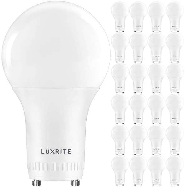 Luxrite A19 LED GU24 Light Bulb 60W Equivalent 2700K Enclosed Fixture Rated 800lm Dimmable Damp