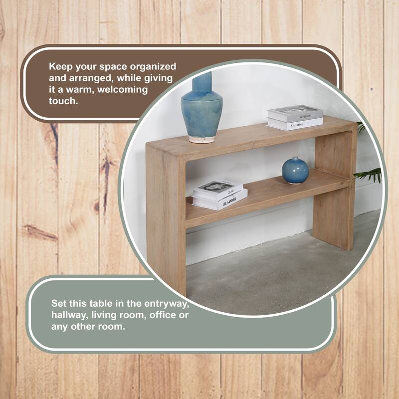Artissance 48" Waterfall Console Table With Shelf, Weathered Natural Wood