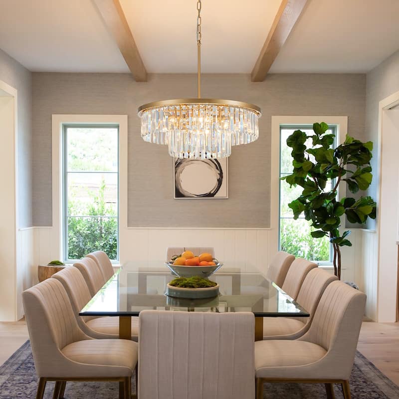 Starsky 6-Light 21in. Modern Crystal Drum Kitchen Island Light Contemporary Tiered Round Chandelier