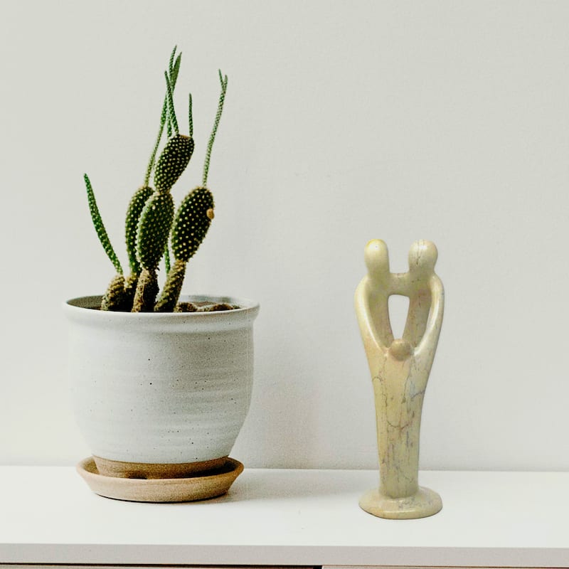 Soapstone Family Sculpture: Natural Stone
