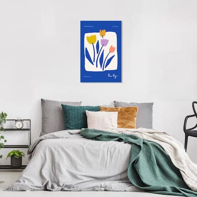 Wynwood Studio Canvas Floral and Botanical Blue Loving Flowers Blue and Modern & Contemporary Wall Art Canvas Print