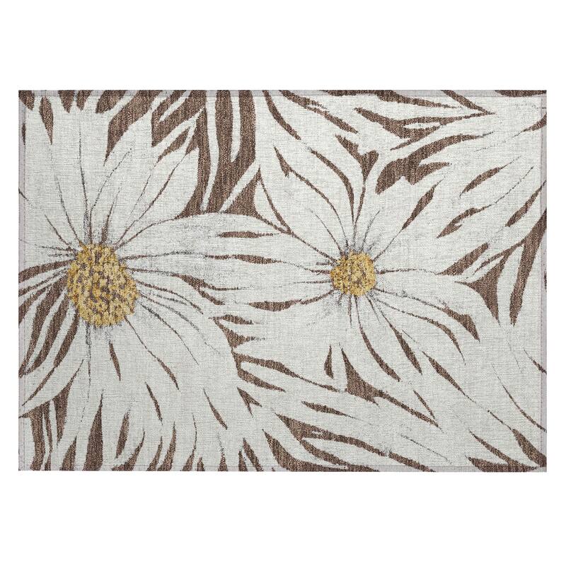 Machine Washable Indoor/ Outdoor Floral Chantille Rug