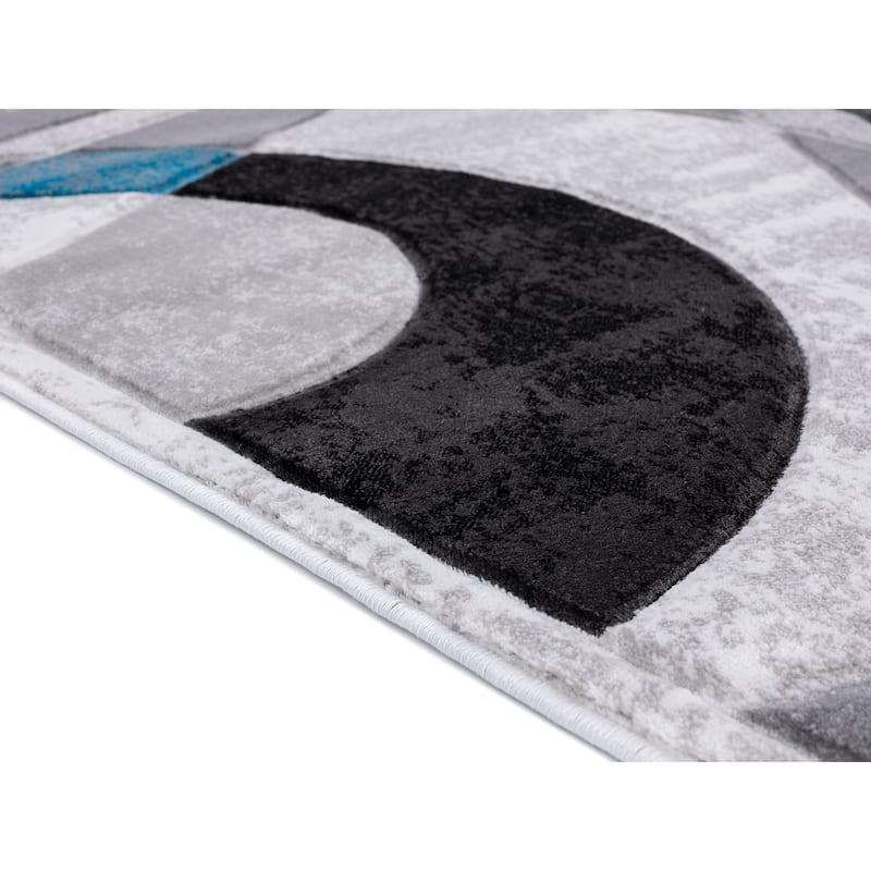 Orelsi Collection Abstract Area Rug with Hand Carved Accents