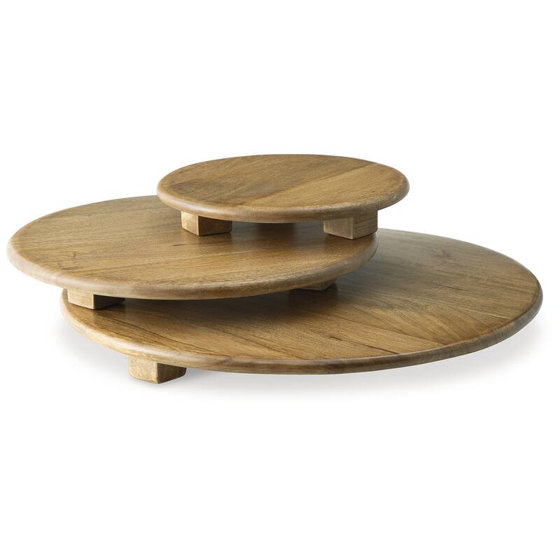Signature Design by Ashley Kaidler Brown Tray Set (Set of 3) - 18.25" W x 18.25" D x 1.88" H