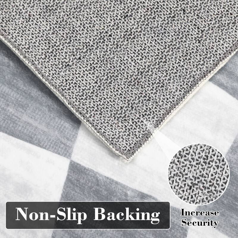 Modern Geometric Checkered Rug Washable Area Rug Low Pile Stain Resistant Throw Rug