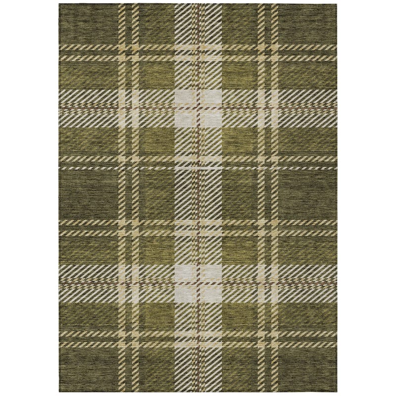 Machine Washable Indoor/ Outdoor Chantille Plaid Cozy Rug