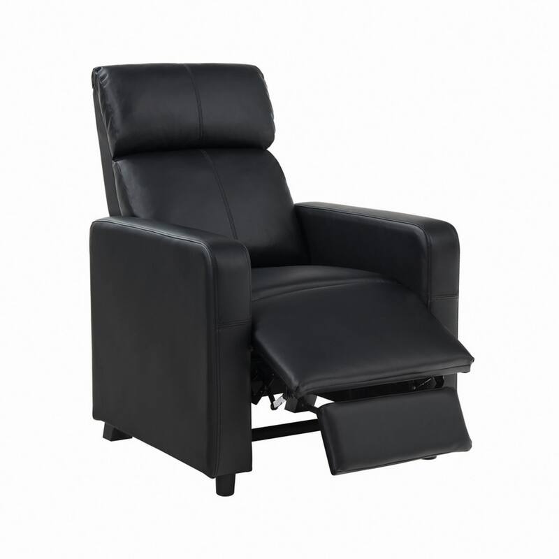 Modern Theater Seating Push-Back Recliner, Black