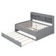 preview thumbnail 9 of 12, Full Captain Bed with Built-in Bookshelves, 3-Storage Drawers and Trundle, Light Grey