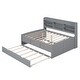preview thumbnail 9 of 43, Full Size Wooden Captain Bed with Built-in Bookshelves, 3-Storage Drawers, and Trundle, Light Grey, Classic Style Bed Frame