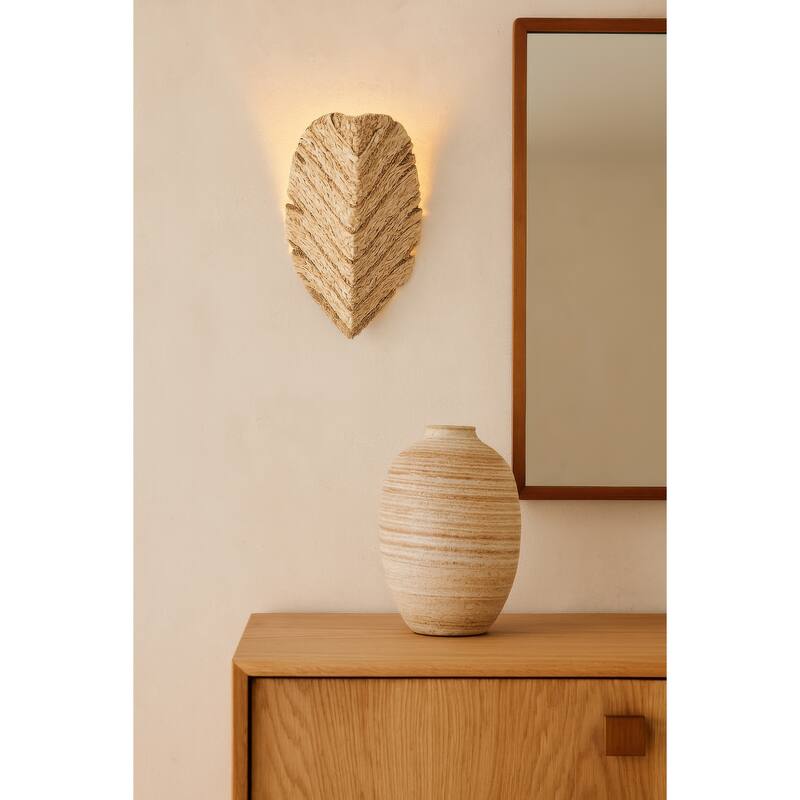 Varaluz Banana Leaf Wall Sconce - French Gold/Natural Seagrass