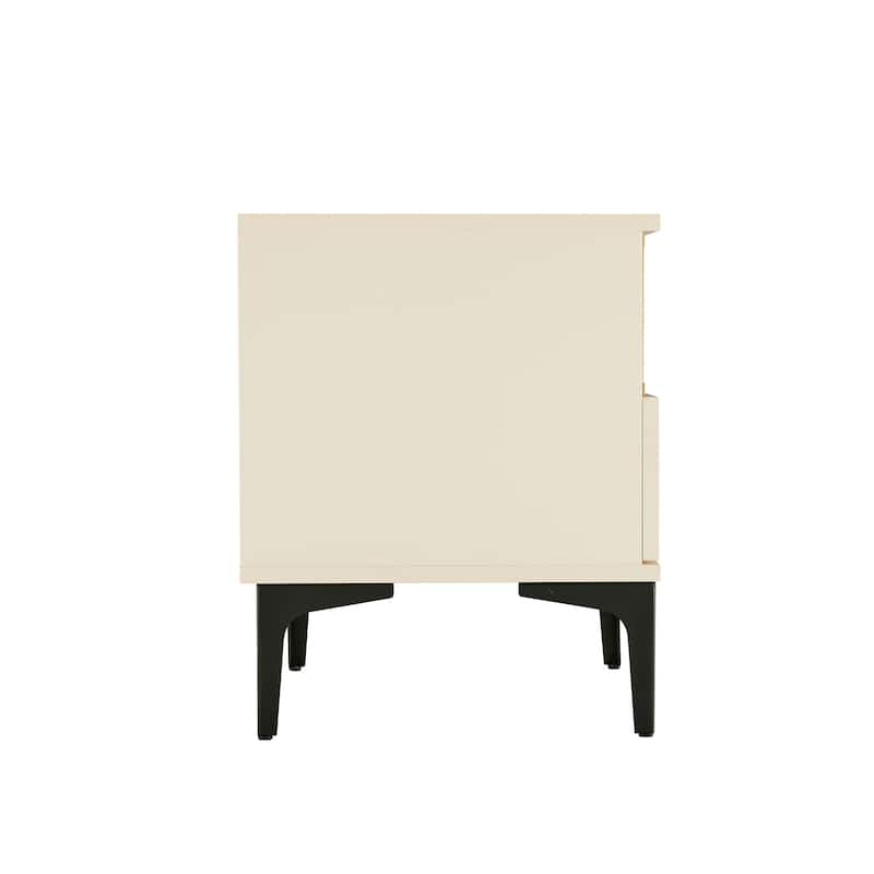 Manhattan Comfort Modern Amara 1 Drawer Metal Leg Nightstand Set of 2