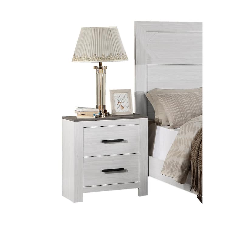 White Color 1pc Nightstand Paper veneer Bedroom Furniture 2-Drawers Bedside Table