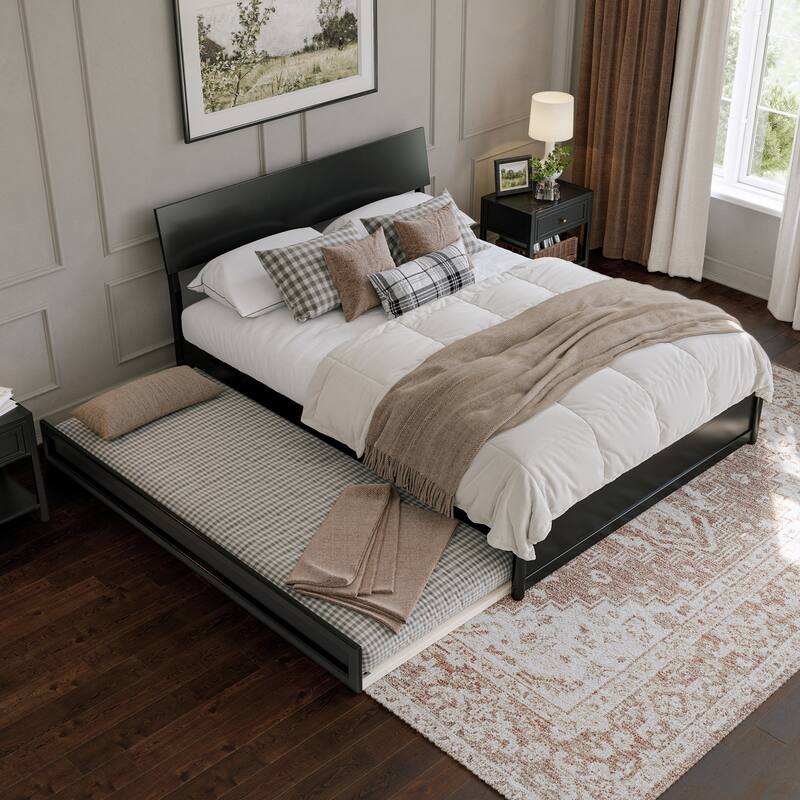Norla Wood Platform Bed with Trundle