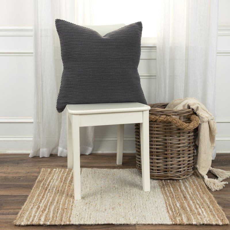 Rizzy Home Textured Stripe Woven Solid Throw Pillow
