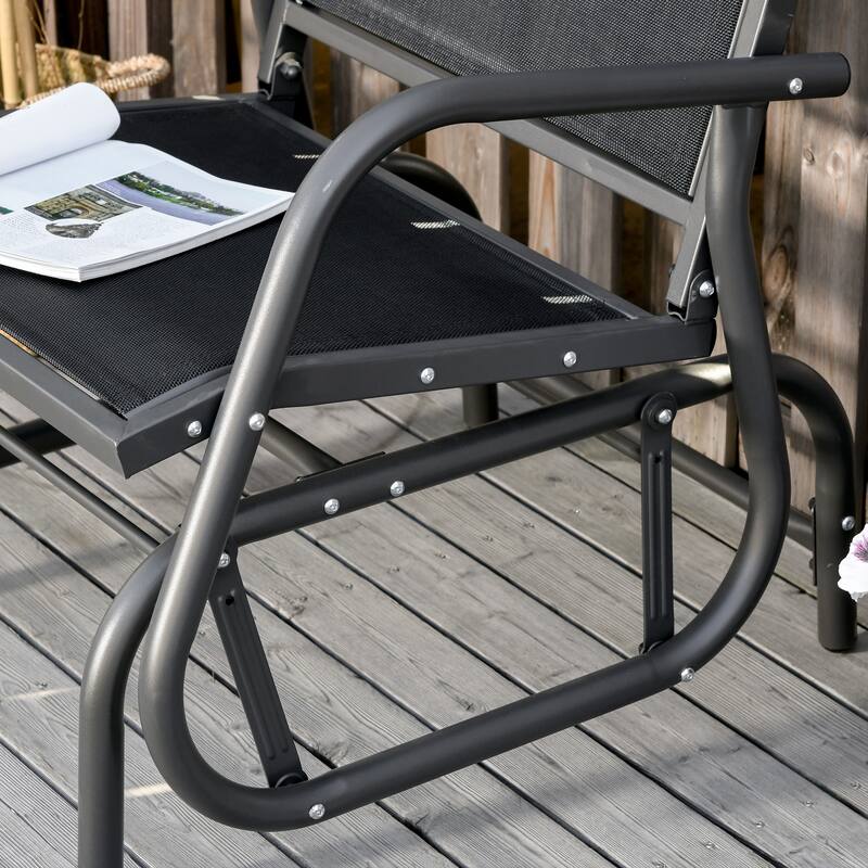 Outsunny Glider/Rocking Chair Set with Breathable Mesh Fabric, Curved Armrest