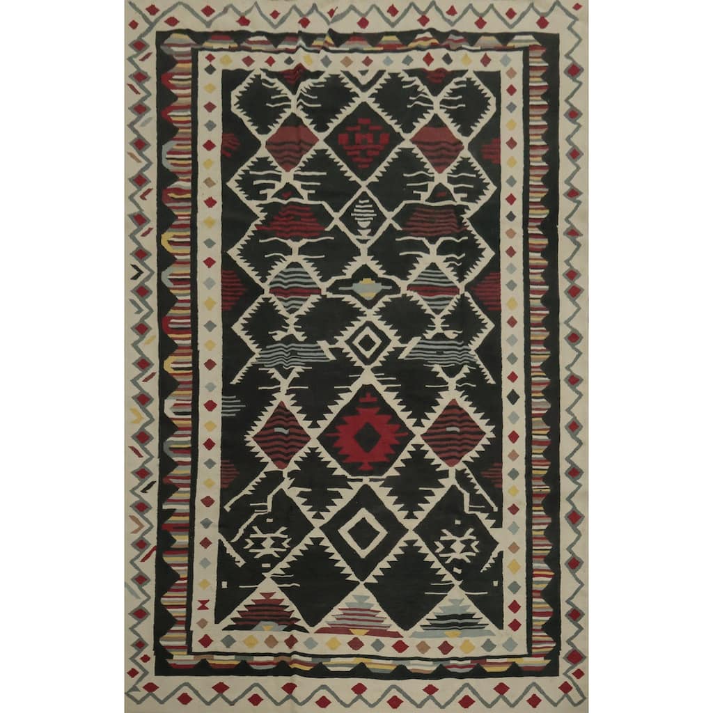 Hand Woven Oriental 100% Wool Carpet Southwestern Tribal Black Kilim Area Rug - 11' 6'' X 8' 4''