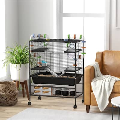 Hamster Cage with Four wheels and storage shelf - 32.3"L x 18.1"W x 42.9"H