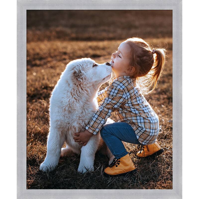 Grace Brushed Gold Narrow Framed Picture Frame, Photo Frame - 18x22 - Grace Brushed Nickel Narrow