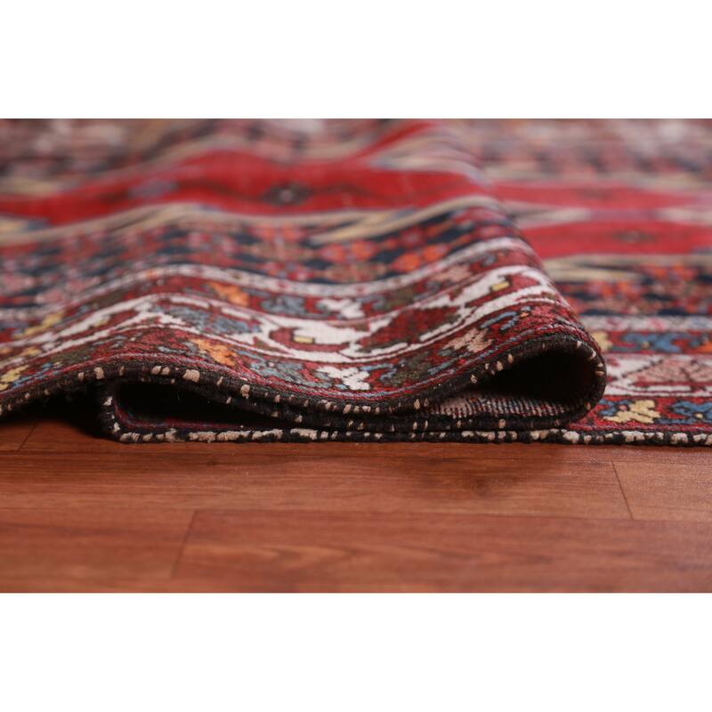 Hand Knotted Oriental 100% Wool Carpet Traditional Medallion Navy Blue & Blues Hamedan Area Rug - 6' 7'' X 4' 2''