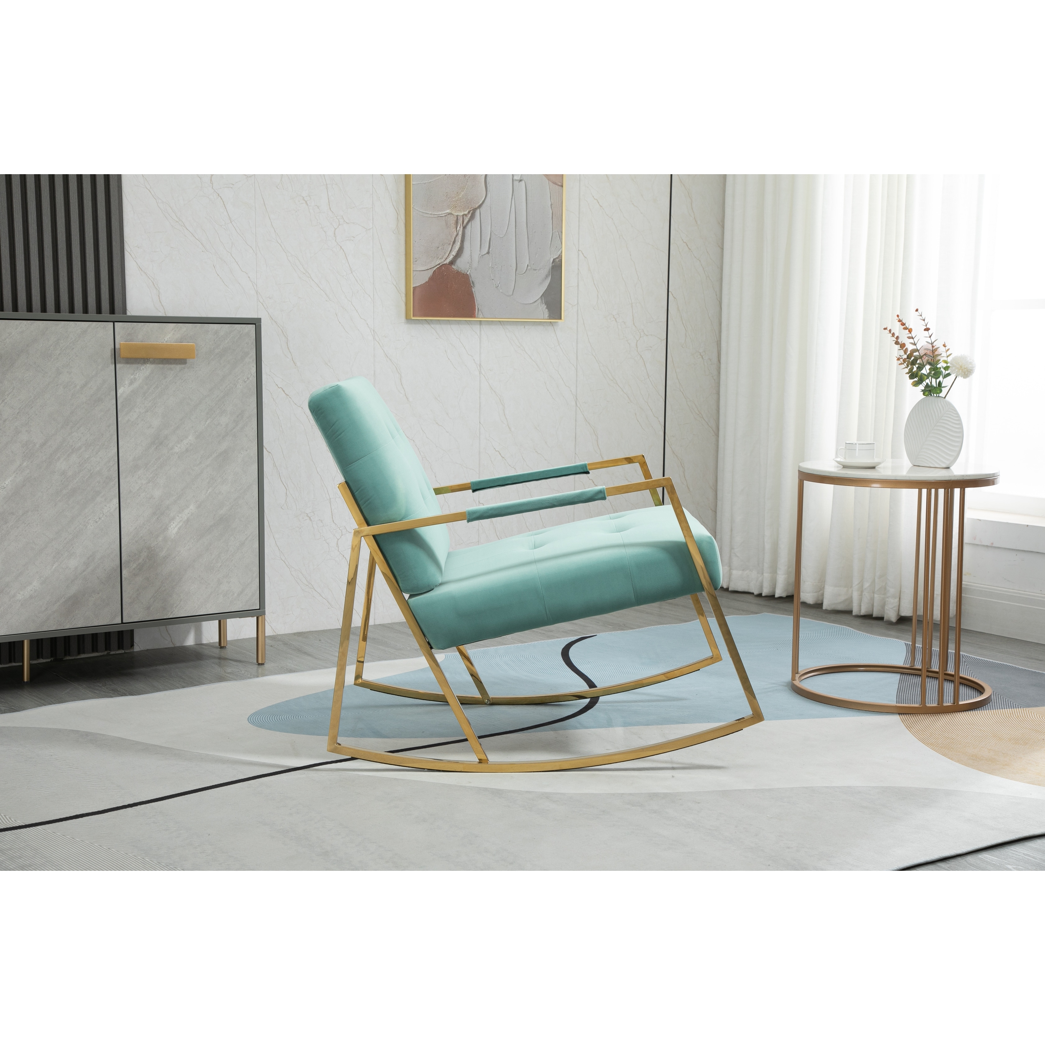 Mint green sales velvet chair
