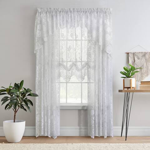 Limoges Embroidered Lace Rod Pocket Curtains Valances Swags and Tiers