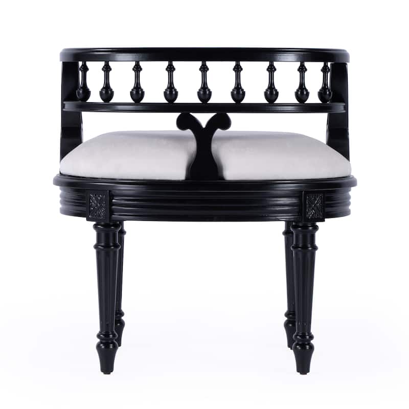 Hathaway 22.5 in. W Oval Upholstered and Wood Traditional Vanity Seat
