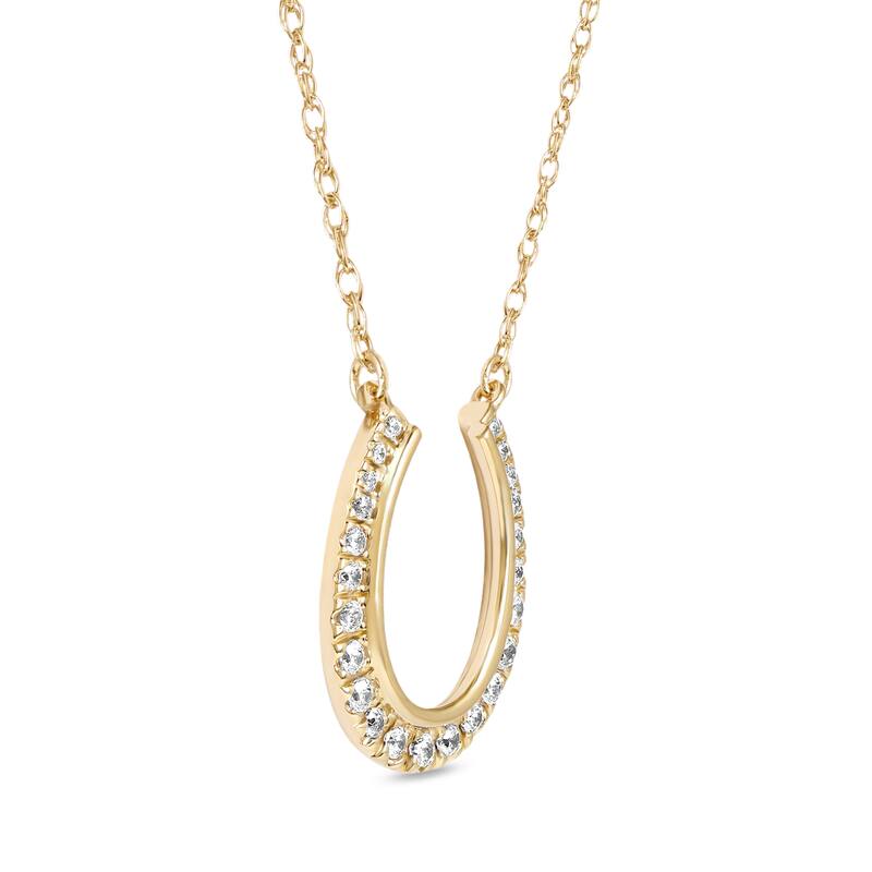 10K Gold 1/6ct TDW Diamond Horseshoe Pendant Necklace for Women