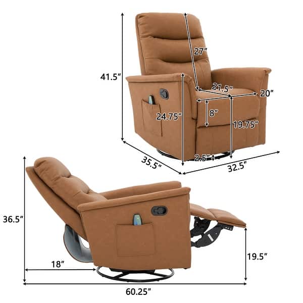 dimension image slide 3 of 4, Christopher Knight Home - Manual Rocking Swivel Recliner with Massage Function