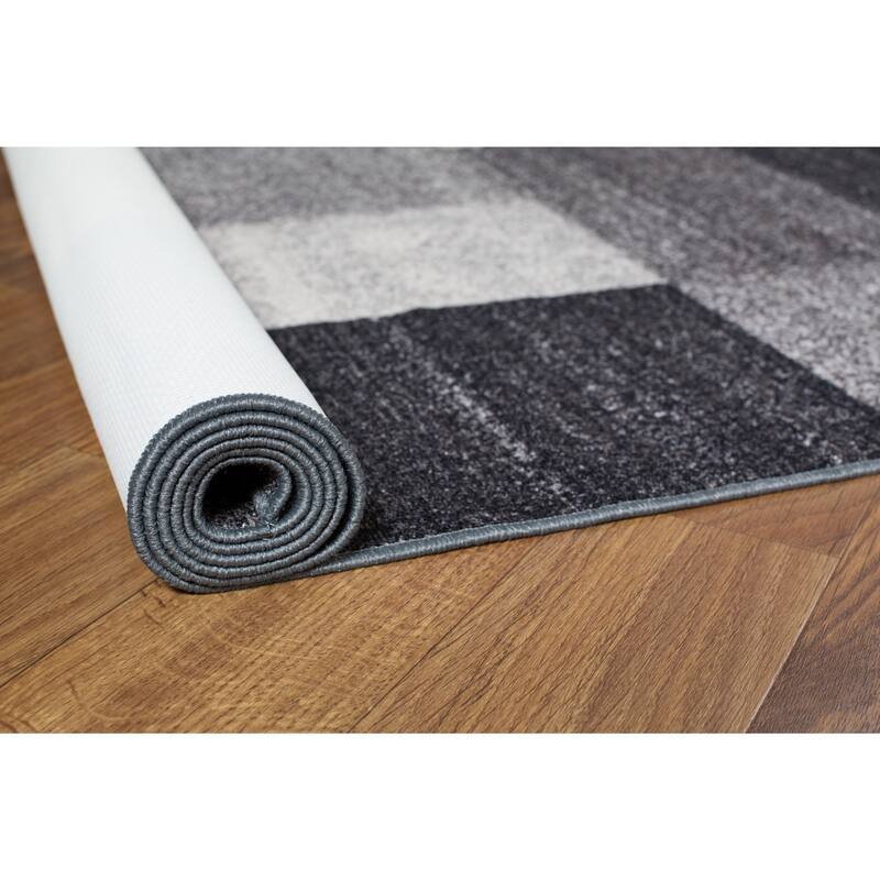 World Rug Gallery Modern Boxes Design Non-slip (Non-skid) Area Rug