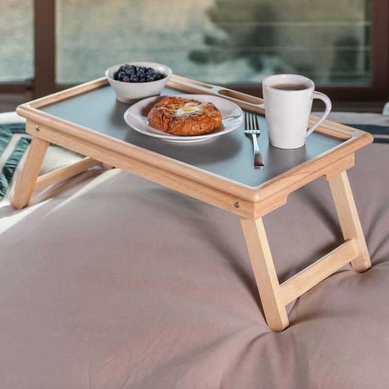 Arlo Breakfast Tray with Flip Top Gray and Natural Finish