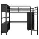 preview thumbnail 5 of 12, Metal Loft Bed with Storage Cubes, Shelves, Wardrobe And L-shaped Desk, Full Size, Black